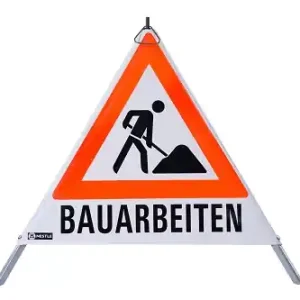 Top-Preis NESTLE Warnpyramide 70 cm, ohne Federzahn, Symbol Baustelle, Text nach Wahl