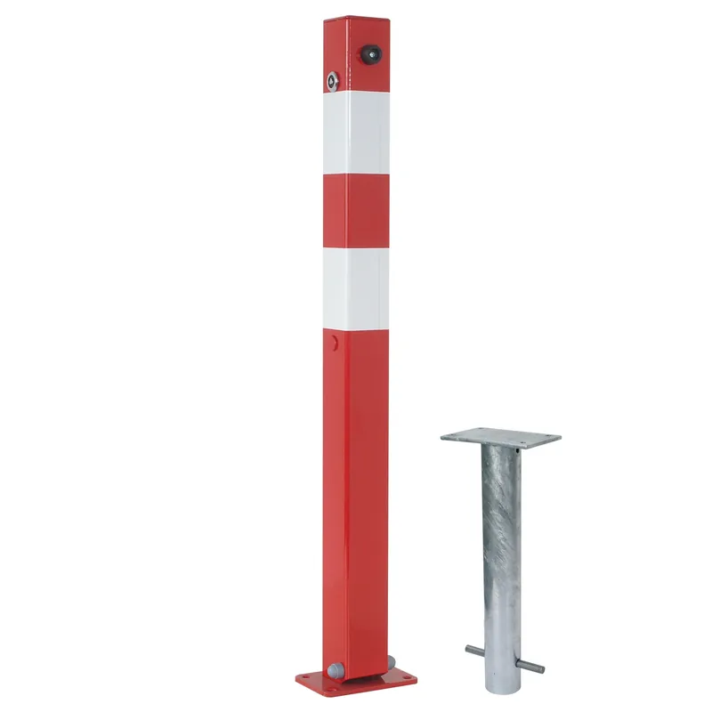 Sonderaktion Absperrpfosten 70 x 70 mm, fv., umlegbar, zum Einbetonieren, mit Dreikantverschluß 8 mm