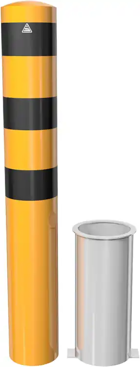 Günstig Stahlrohrpoller Ø 152 x 3,2 mm, gelb/schwarz, herausnehmbar, ohne Verschluss