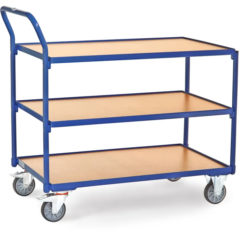 fetra Leichter Tischwagen mit 3 Böden aus Holz und hochstehenden Griff Must-Have