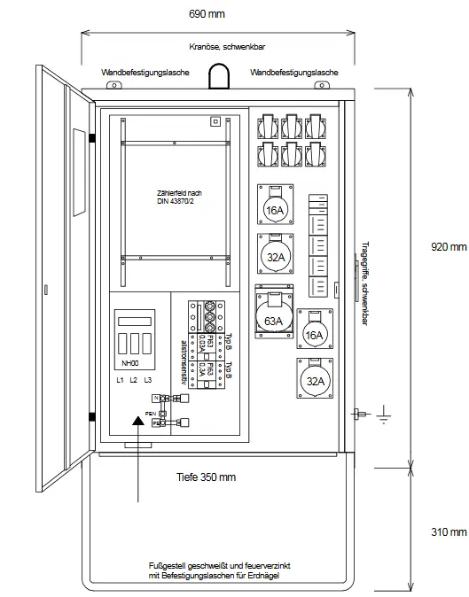 Preisknaller Steidele Baustromverteiler AV 63.2/221-6 allstromsensitiv DIN VDE 0100-704