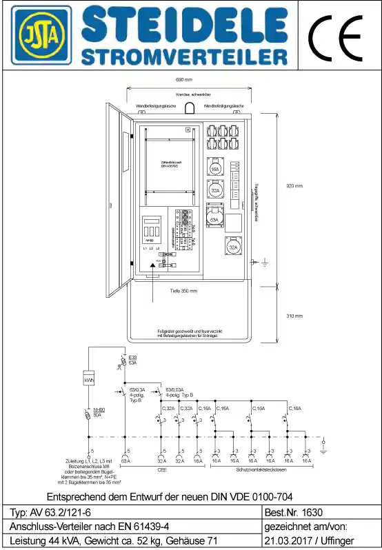 Steidele Anschlussverteilerschrank AV 63.2/121-6 Angebot