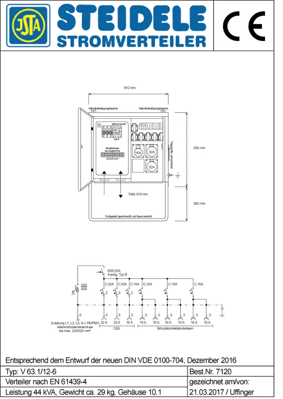 Steidele Verteilerschrank V 63.1/12-6 Angebot