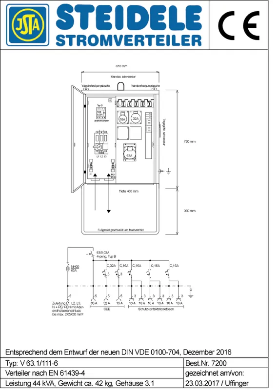 Steidele Verteilerschrank V 63.1/111-6 Beliebt