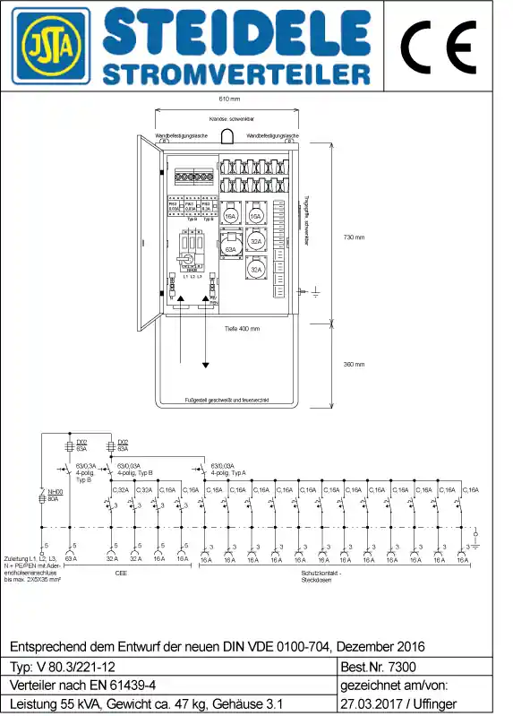 Steidele Verteilerschrank V 80.3/221-12 Abverkauf