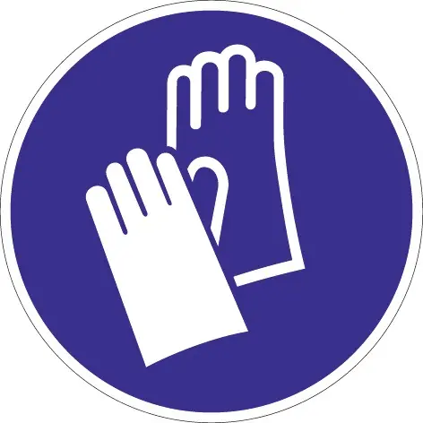 Folie Handschutz benutzen D.200mm blau/weiß ASR A1.3 DIN EN ISO 7010 VE: 10 Stück Rabatt