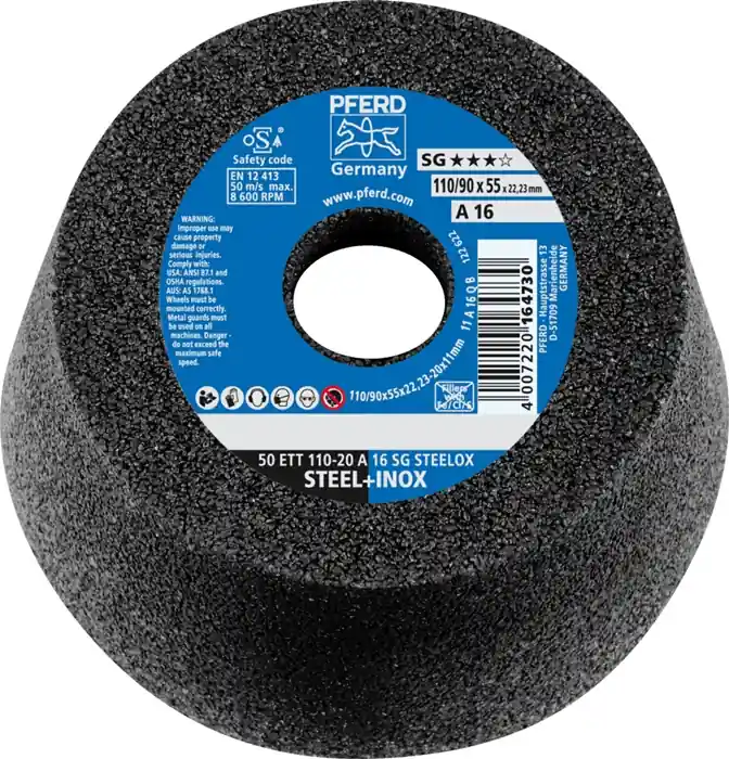 Schleiftopf ETT SG STEELOX 110/55mm INOX u.STA 16 Bohr.22,23mm PFERD Letzte Chance
