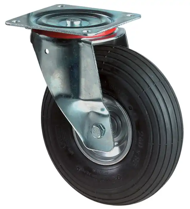 Luftrad D.200mm Trgf.75kg Lenkrolle m.Platte Rillenprofil BS ROLLEN Mega-Angebot