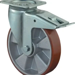 Schwerlastlenkrolle D.150mm Trgf.550kg m.Festst.Guß-PU 135mm 110mm BS ROLLEN Zertifiziert