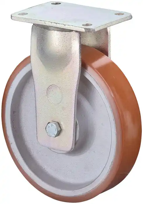 Echt Schwerlast-Bockrolle D.200mm Trgf.1400kg Guß-PU Platte L200xB160mm BS ROLLEN
