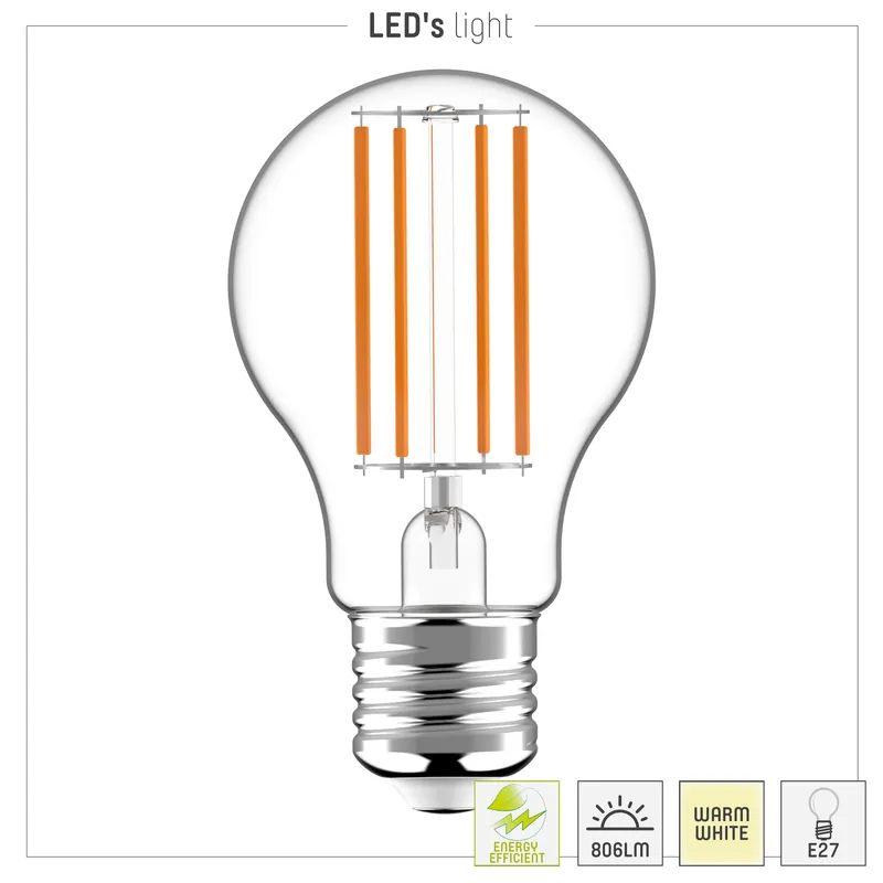 Led Filament Leuchtmittel - Klassisch A60 E27 3,8W 806lm 3000K Klar 330° Saisonangebot