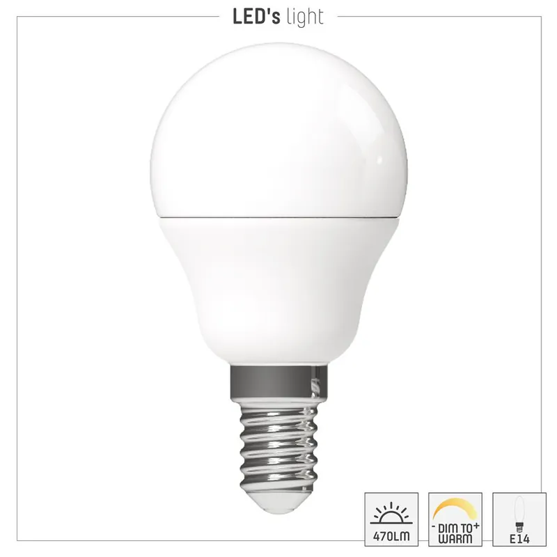 Echt Led SMD Leuchtmittel - Globe G45 E14 5,5W 470lm CCT 2700—2200K Opal 220° - dimmbar