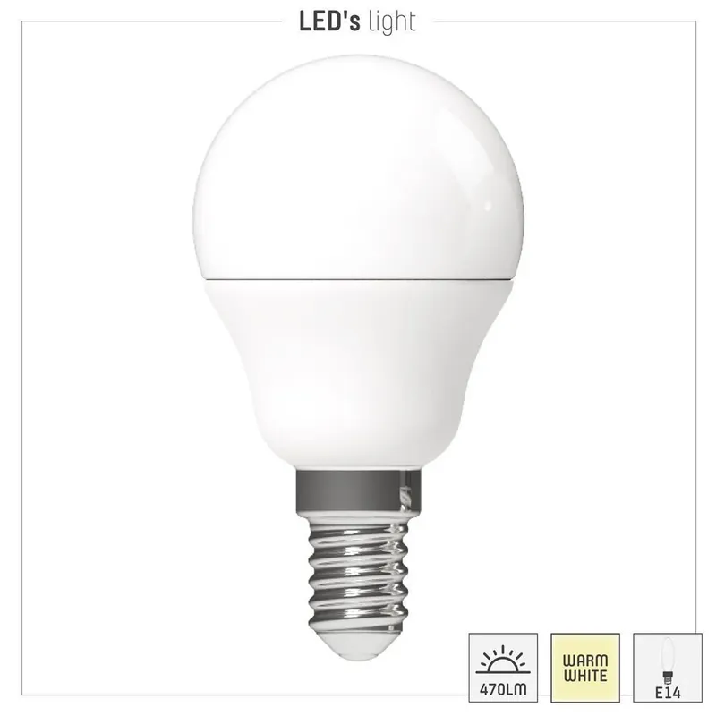 Led SMD Leuchtmittel - Globe G45 E14 4,9W 470lm 2700K Opal 150° Direkt Vom Hersteller