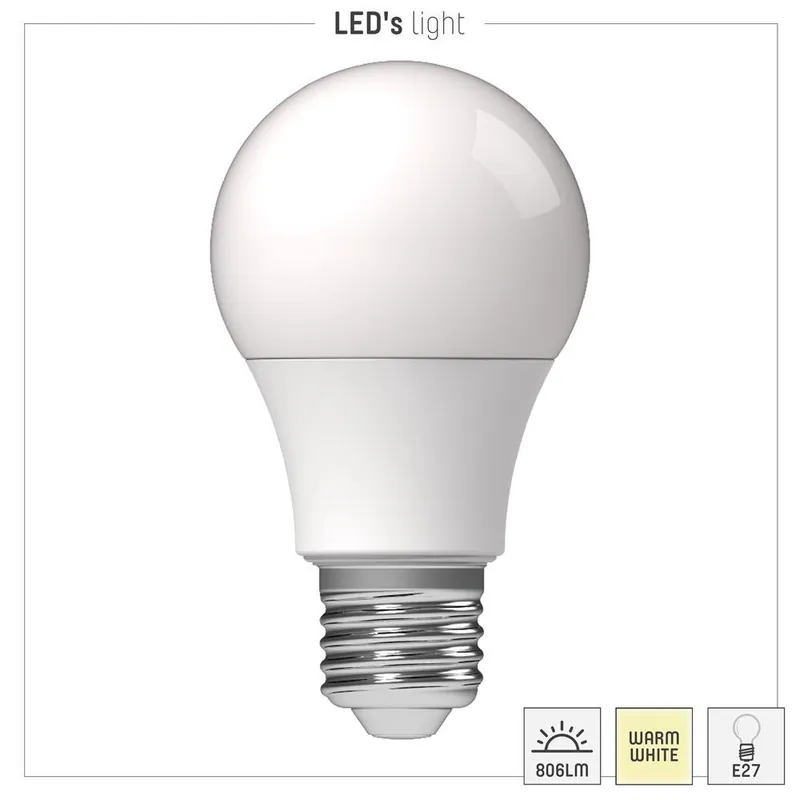 Led SMD Leuchtmittel - Klassisch A60 E27 8W 806lm 2700K Opal 180° - 3erSparpack Ausverkauf