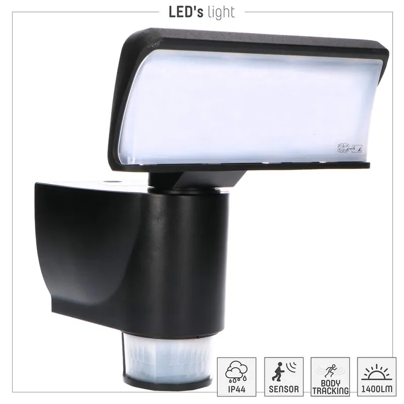 Direktkauf Strahler - 18W 1400lm 4000K IP44 - Sensor - Osram LED - Schwarz