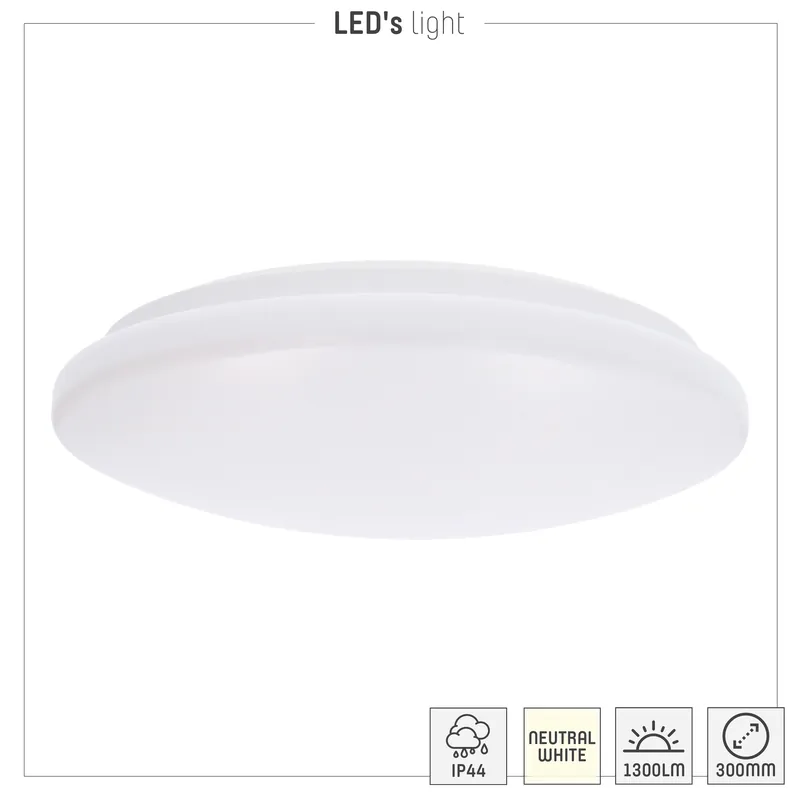 Deckenleuchte 15W 1500lm 3000K IP44 Ø300 Geprüft