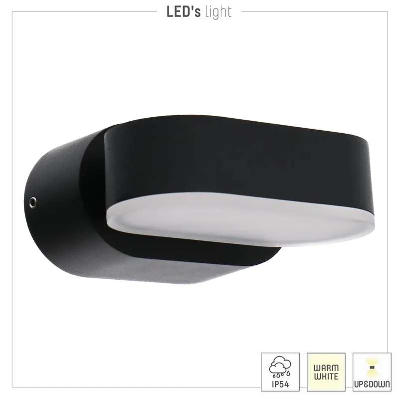 Wochenendangebot LED outdoor - wandleuchte Madrid - 6W 260lm 2700K IP54 - Schwarz