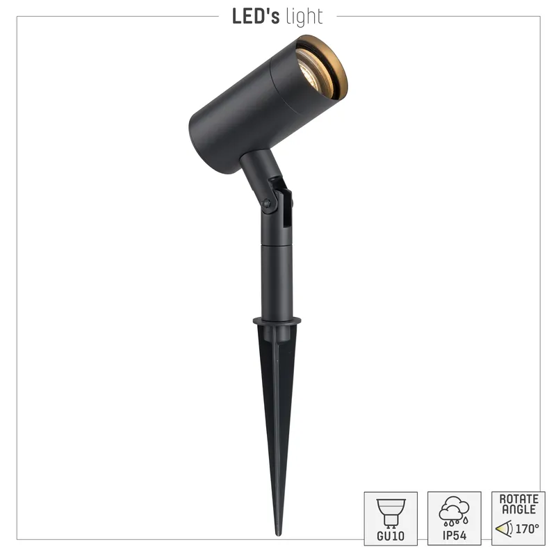 Neue Kollektion LED outdoor - licht mit erdspieß Alden - 1xGU10 IP54 - Anthrazit