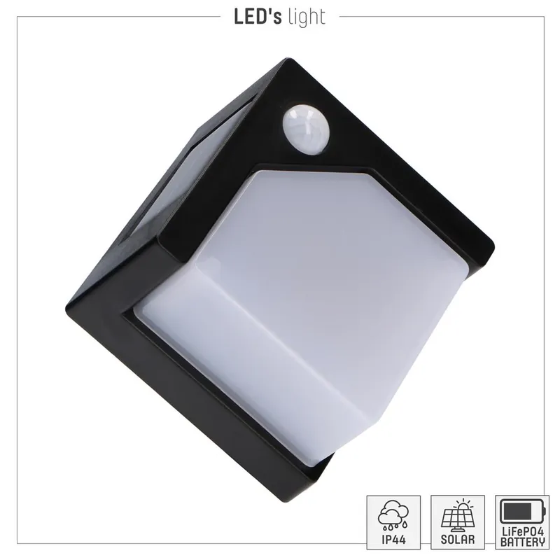 Kracherpreis Solar outdoor wandleuchte - Pretoria 1W 50lm 2700K IP44 - Sensor - Schwarz