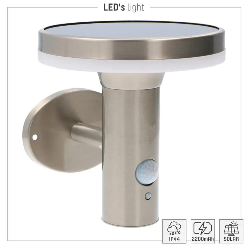 Meistverkauft Solar outdoor wandleuchte - Sevilla 6W 600lm 2700K IP44 - Sensor - RostfreierStahl