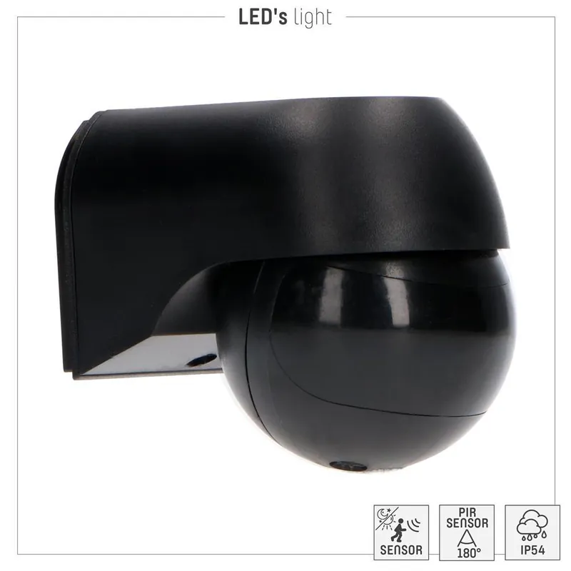 Wandsensor - PIR 180° IP54 - Schwarz Aktuell