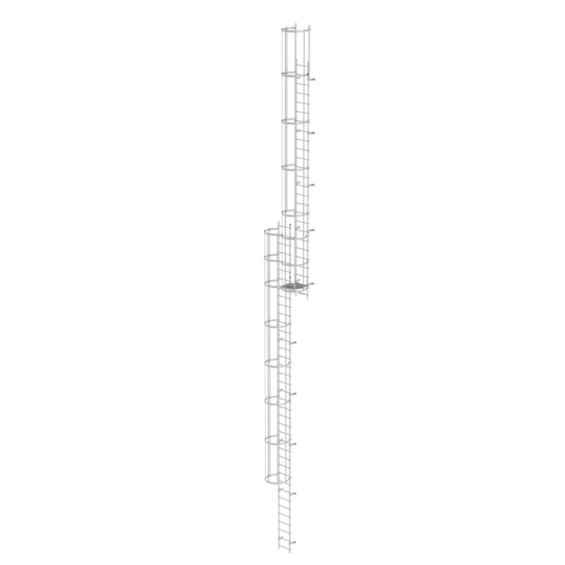Begrenztes Angebot MUNK Mehrzügige Steigleiter mit Rückenschutz (Bau) Aluminium blank 17,16m