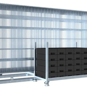 Bauzaunset "Light" mit Transportgestell und Recyclingfüßen auf Stapelpalette Top-Seller