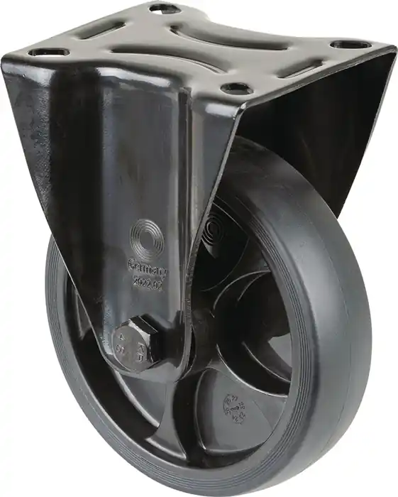 Markenprodukt Bockrolle D.125mm Trgf.120kg Gum.Platte L104xB80mm Farbe Rl.schwarz BS ROLLEN