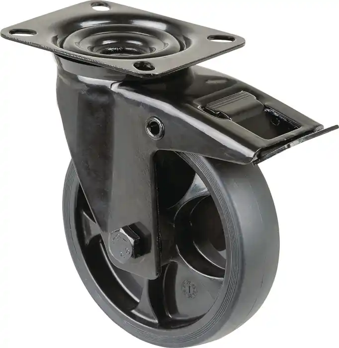 Expressversand Lenkrolle m.Festst.D.125mm Trgf.120kg m.Festst.Gum.104x80mm schwarz BS ROLLEN