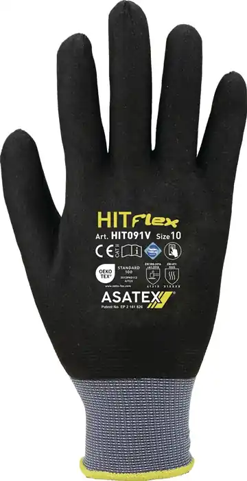 Schnäppchen Handschuhe Hit Flex V Gr.10 schwarz/grau EN 388 PSA II ASATEX VE: 12 Paare