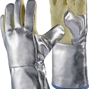 Neue Ware Hitzeschutzhandschuhe 5-Finger Universalgröße gelb/silber m.alumin.Preox-Aramid