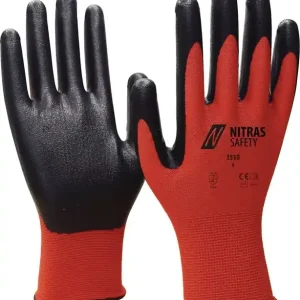 Neu Im Sortiment Handschuhe Nitril Foam Gr.9 rot/schwarz Nyl.m.Nitrilschaum VE: 12 Paare