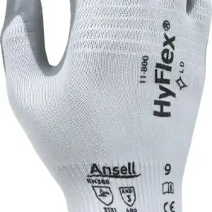 Billig Handschuhe HyFlex 11-800 Gr.10 weiß/grau EN 388 PSA II Nyl.m.Nitrilschaum ANSELL VE: 12 Paare