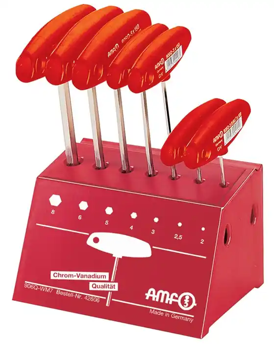 Stiftschlüsselsatz 906Q WM7 7-tlg.SW 2-8 m.Quergr.im Werkbankständer AMF Bestpreis