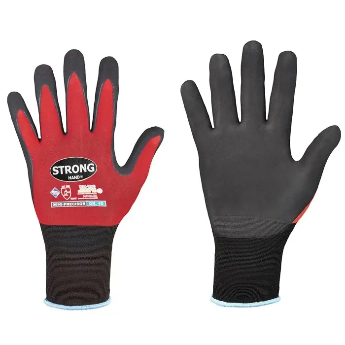 Must-Have Handschuhe PRECISOR Gr.8 rot/schwarz EN 420,EN 388 PSA II STRONGHAND VE: 12 Paare