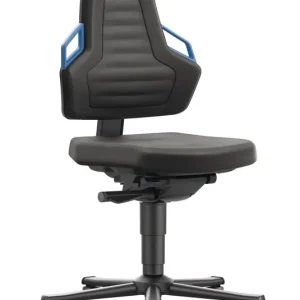Arbeitsdrehstuhl Nexxit Bodengleiter Grifffarbe blau Supertec-Gewebe schwarz Finale Aktion