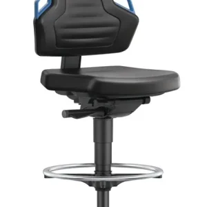 Highlight Arbeitsdrehstuhl Nexxit Bodengleiter+Fußring Grifffarbe blau Kunstlederpolster