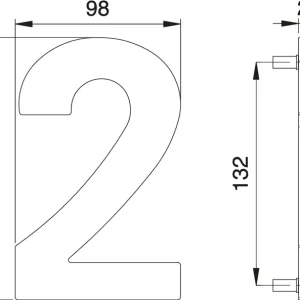 Hausnummer Ziffer 2 VA ma 155mm B.98mm EDI Billig