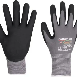 Handschuhe FlexMech 663 Gr.7 grau/schwarz Nylon/Elastan/Nitrilschaum 10 PA VE: 10 Paare Schnäppchen