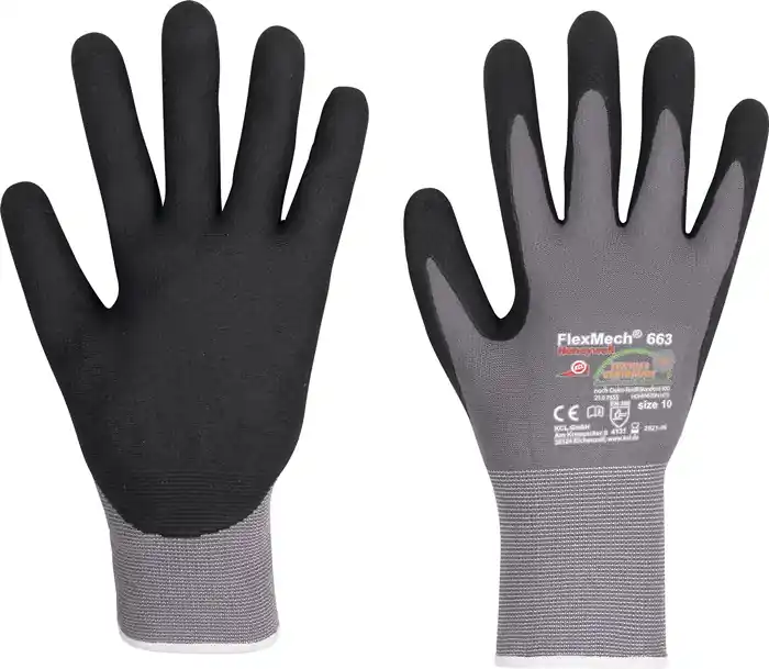 Preisknaller Handschuhe FlexMech 663 Gr.8 grau/schwarz Nylon/Elastan/Nitrilschaum 10 PA VE: 10 Paare