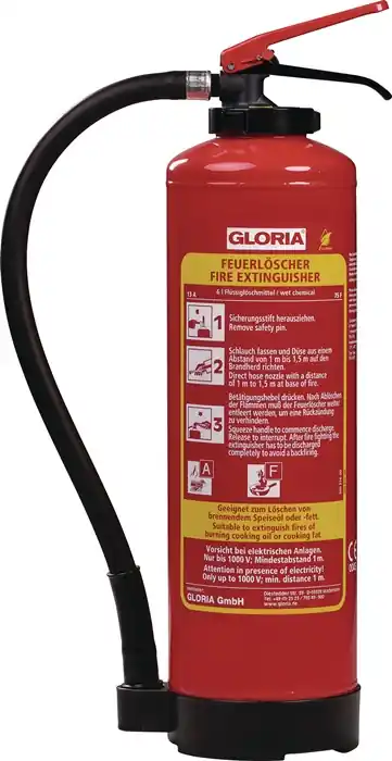 Neue Kollektion Fettbrandfeuerlöscher FA 6 EASY 6l aufladb.Brandkl.13 A 75 F m.Wandh.GLORIA