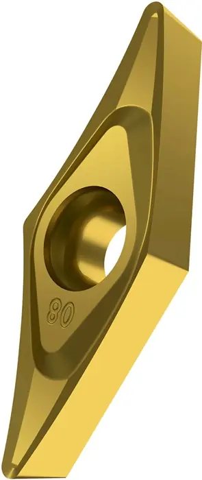Bestpreis Drehwendeschneidplatte ISO VCGT 160404E-SF3:T8315 D.4,4mm PVD beschichtet Gold VE: 10 Stück