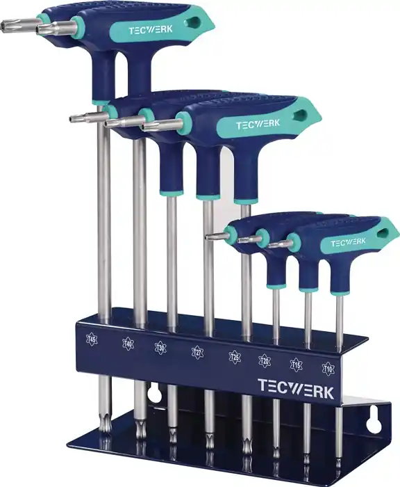 Bestseller Schraubendrehersatz m.Quergriffen TX10-TX45 Seitenabtr.m.Bohr.8-tlg.TECWERK