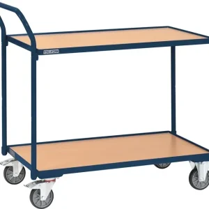 Jetzt Kaufen Tischwagen 2 Ladeflächen L850xB500mm saphirblau Trgf.300kg Bügel senkr.TECWERK
