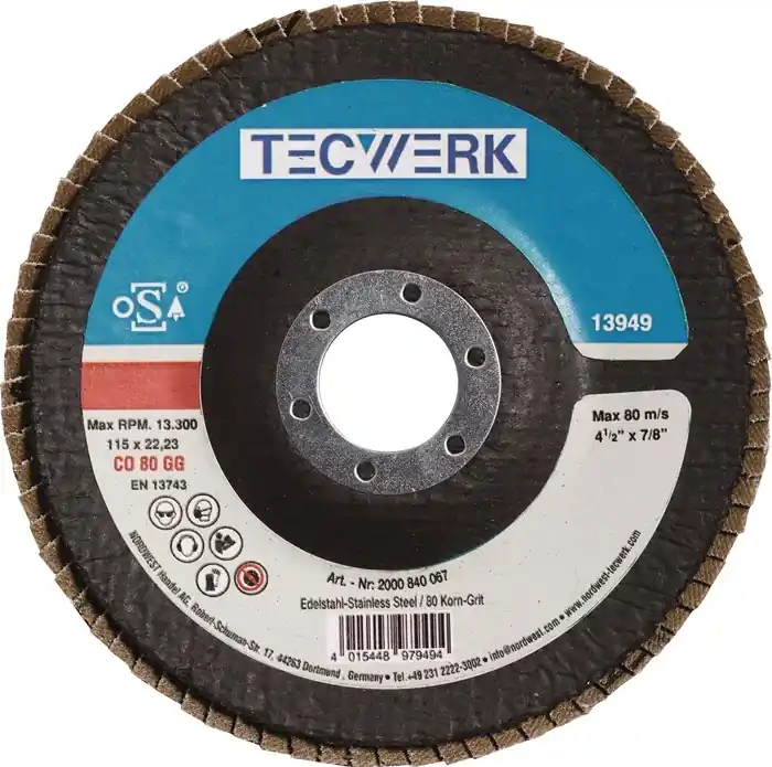 Direktkauf Fächerscheibe D.115mm K.60 kon.INOX CO TECWERK VE: 10 Stück
