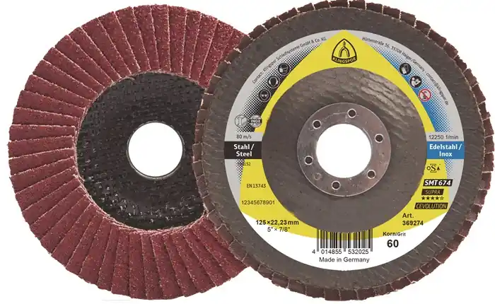 Billig Fächerscheibe SMT 674 D.125mm K.80mm gewölbt STA keramischer Korund KLINGSPOR VE: 10 Stück