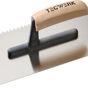 Beliebt Glättekelle L.280mm B.130mm Zahn 4x4 rostfr.m.H-Heft VA S.0,7mm TECWERK