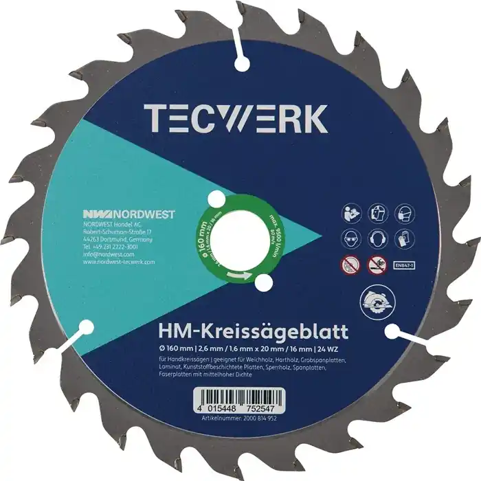 Handkreissägeblatt AD 165mm Z.36 WZ Schnitt-B.1,7mm TECWERK Solange Der Vorrat Reicht