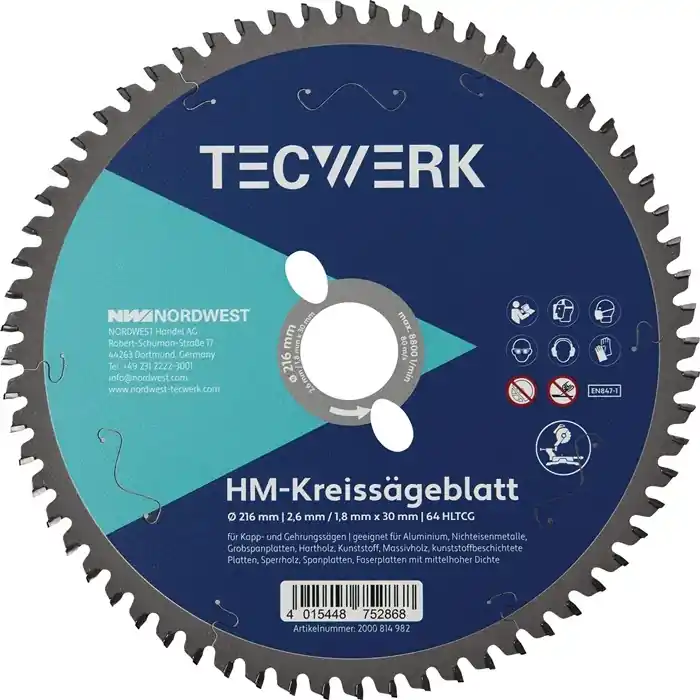 Kappkreissägeblatt AD 315mm Z.96 HLTCG Schnitt-B.2,8mm TECWERK Schnäppchen