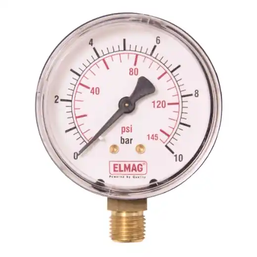 Schnäppchen ELMAG Druckmanometer 0-10 bar - Ø 63 mm, 1/4" AG unten